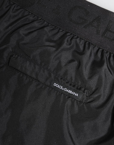 Black Logo Print Beachwear Men Shorts Swimwear