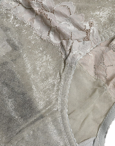 Gray Cotton Floral Lace High Waist Panty Underwear