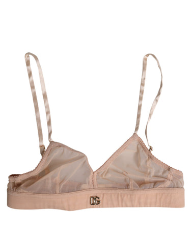 Powder Pink Nylon DG Logo Non Wire Bra Underwear