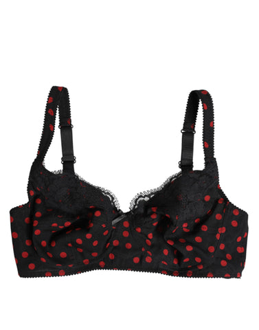 Black Red Polka Dot Underwired Balconette Underwear