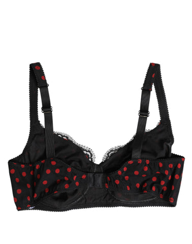 Black Red Polka Dot Underwired Balconette Underwear