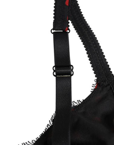 Black Red Polka Dot Underwired Balconette Underwear