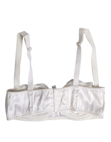 White Silk Underwired Balconette Bra Underwear