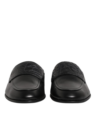 Black Calfskin Leather Slip On Loafers Shoes