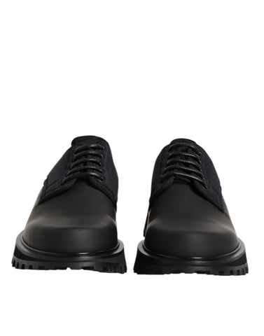 Black Leather Lace Up Trekking Dress Shoes