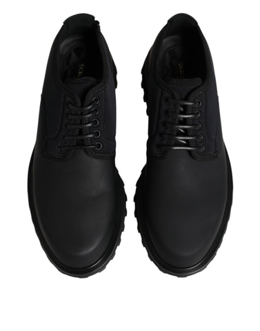 Black Leather Lace Up Trekking Dress Shoes