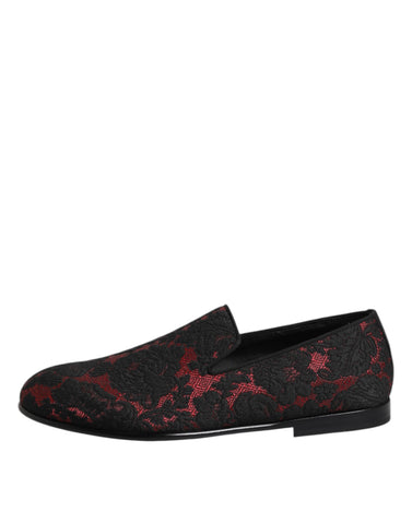 Red Black Jacquard Slip On Men Loafers Shoes