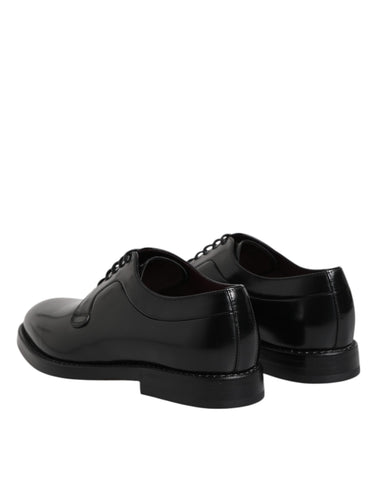 Black Calf Leather Lace Up Dress Derby Shoes