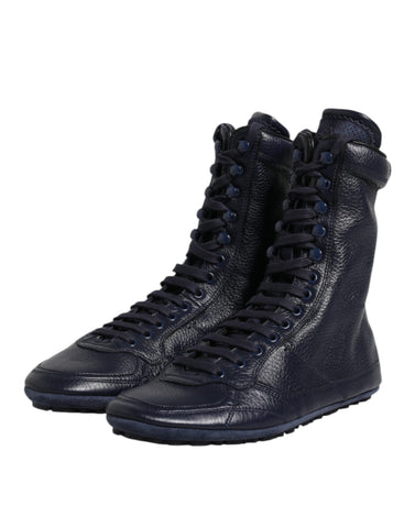 Dark Blue Leather KING High Top Sneakers Shoes