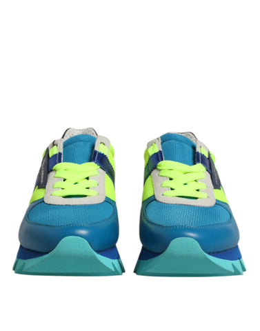 Wielokolorowe skórzane niskie trampki męskie