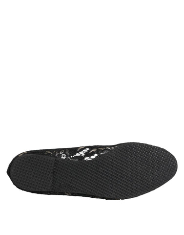 Black Taormina Lace Slip On Flats Shoes