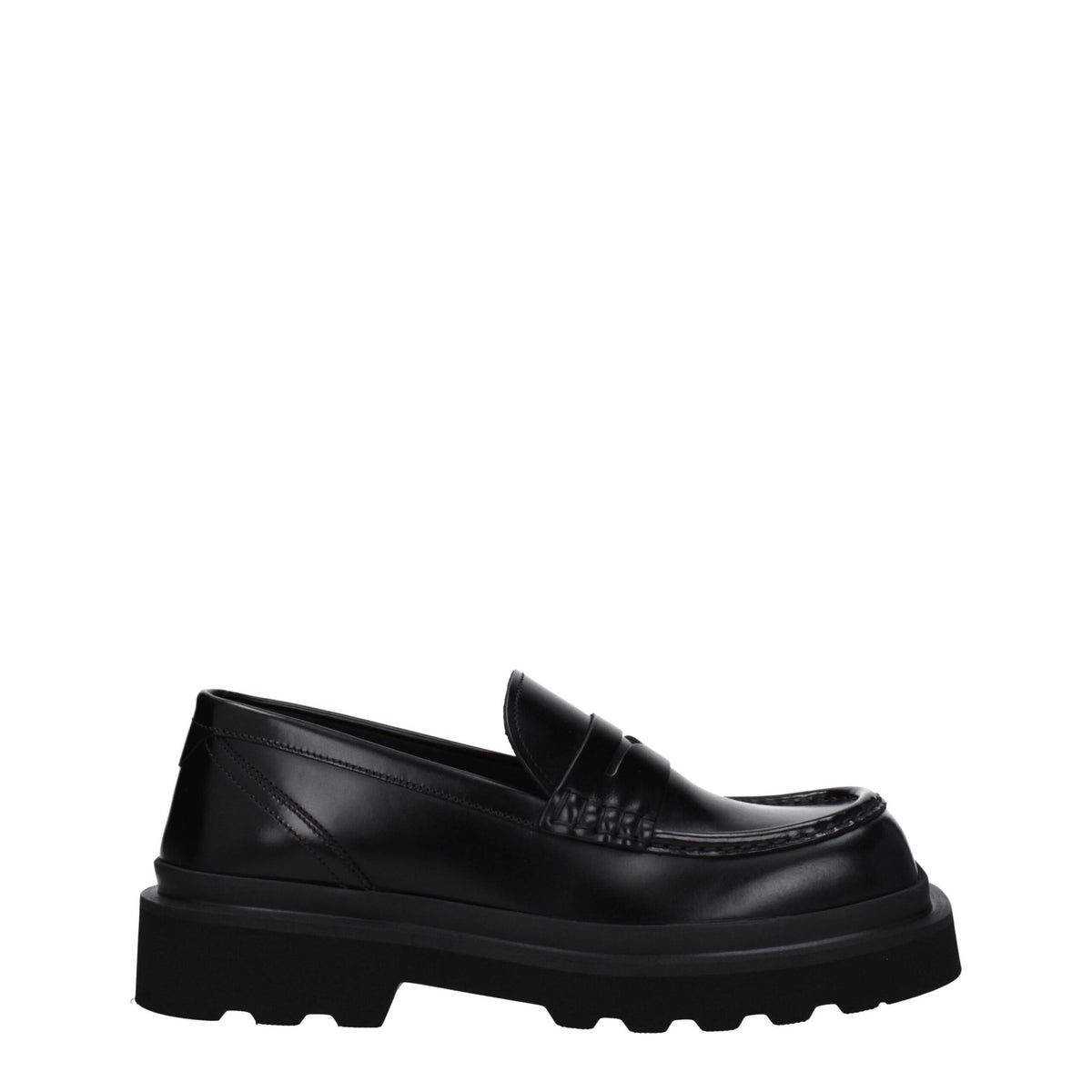 Black Leather Slip-On Loafers