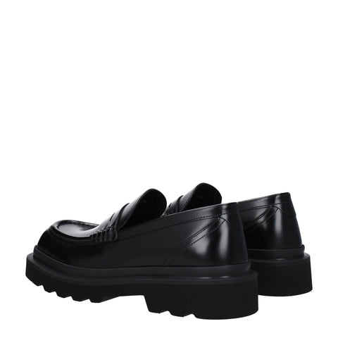 Black Leather Slip-On Loafers