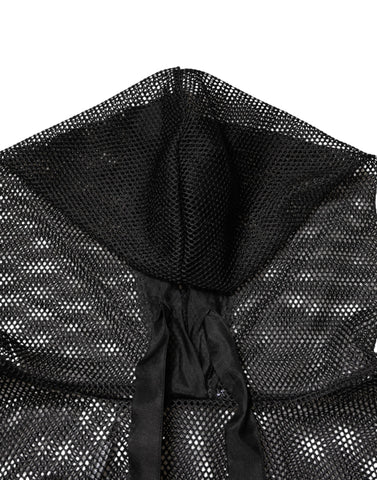 Black See Through Hooded Pullover Sweater