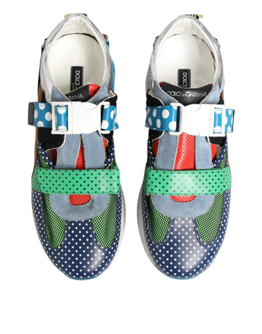 Wielokolorowe skórzane niskie trampki