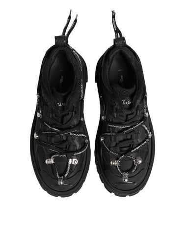 Black Low Top Lace Up Trekking Sneakers Shoes
