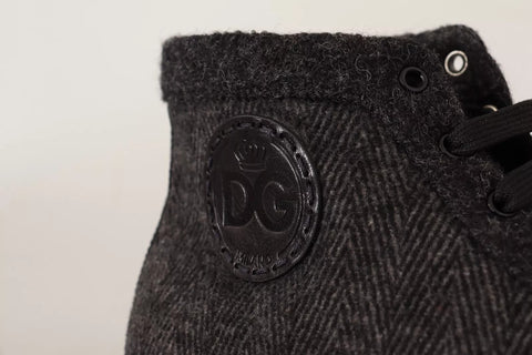 Szare wełniane bawełniane trampki casualowe za kostkę