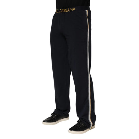Black Modal Spandex Straight Logo Trouser Pants