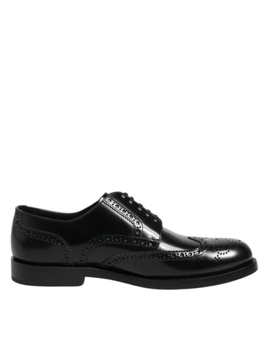 Black Leather Derby Wingtip Formal Shoes