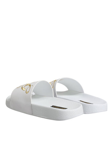 White Leather Slides Sandals Beachwear Shoes
