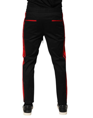 Red Stripe Cotton Logo Jogger Sweatpants Pants