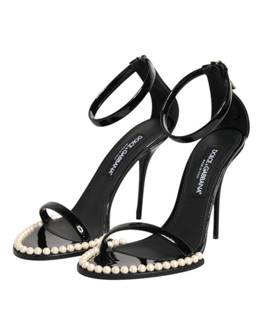Black KEIRA Pearl Embellished Sandals Shoes