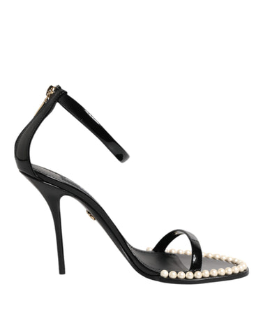 Black KEIRA Pearl Embellished Sandals Shoes