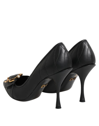 Black Devotion Leather Heels Pumps Shoes