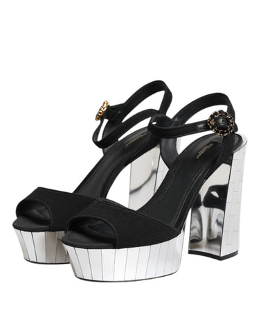 Black Crystal Ankle Strap Keira Sandal Shoes