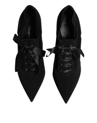 Black Lace Up Stiletto Heels Pumps Shoes