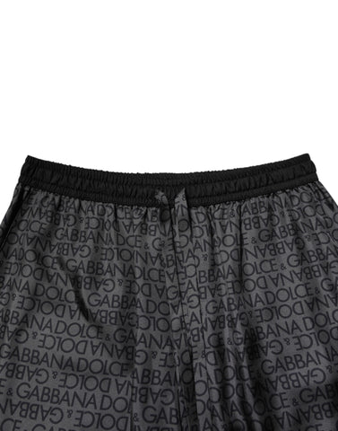 Gray Black Silk DG Logo Men Bermuda Shorts