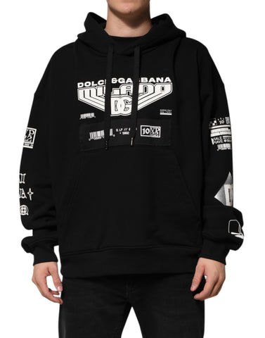 Black Cotton DG Milano Logo Print Hoodie Sweater