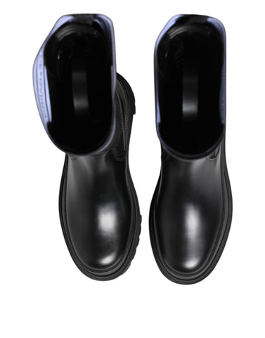 Black White Polyester Socks High Boots Shoes