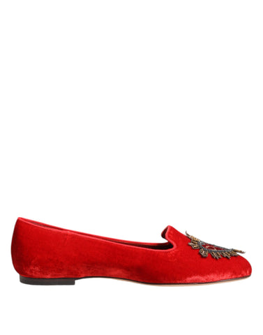 Red Velvet DG Heart Loafers Flat Shoes