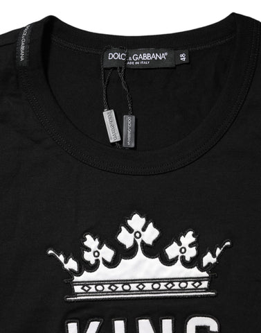 Black DG King Crown Cotton Crew Neck T-shirt