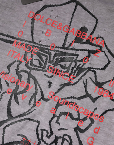 Gray Graphic Print Cotton Crew Neck T-shirt