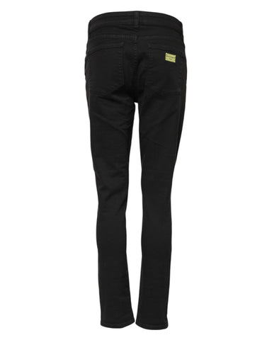 Black Cotton Skinny Mid Waist Denim Jeans