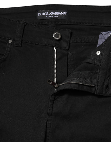 Black Cotton Skinny Mid Waist Denim Jeans