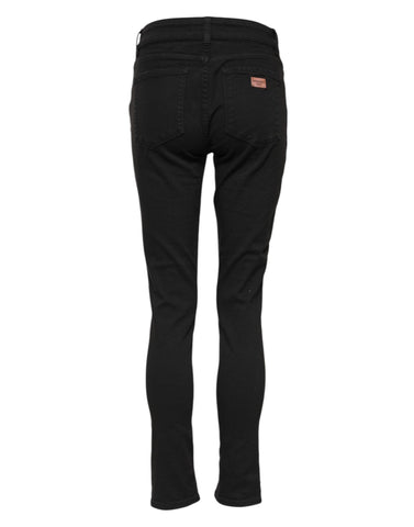 Black Cotton Skinny Mid Waist Denim Jeans