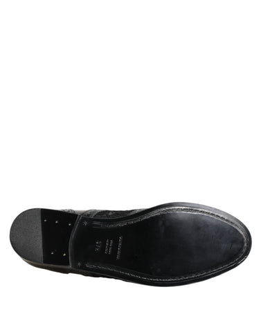 Black Leather Floral Lace Dress Formal Shoes