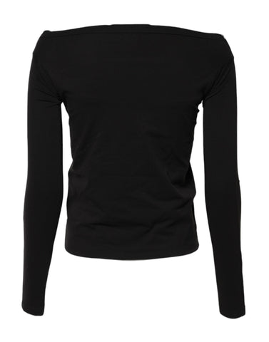 Black Wool Shrug Crew Neck Pullover Sweater