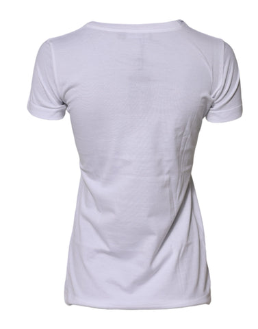 White Cotton Crew Neck Short Sleeves T-shirt
