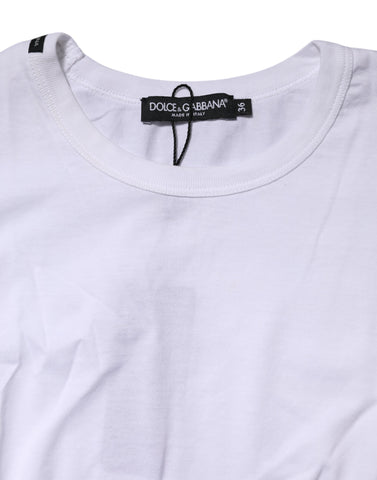 White Cotton Crew Neck Cropped Top T-shirt