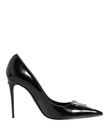 Black Patent Leather Zipper Heels Pumps Shoes