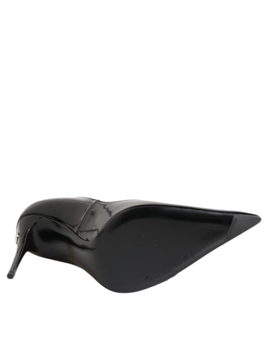 Black Patent Leather Zipper Heels Pumps Shoes