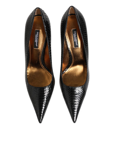 Black Exotic Leather Stiletto Pumps Shoes