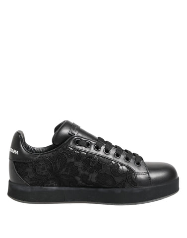 Black Floral Lace Low Top Sneakers Shoes