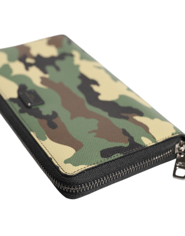 Multicolor Camouflage Logo Zip Around Continental Wallet