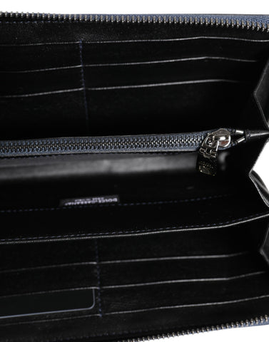 Black Blue Exotic Leather Men Continental Clutch Wallet