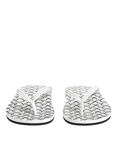 Black White Logo Beachwear Flats Slipper Shoes